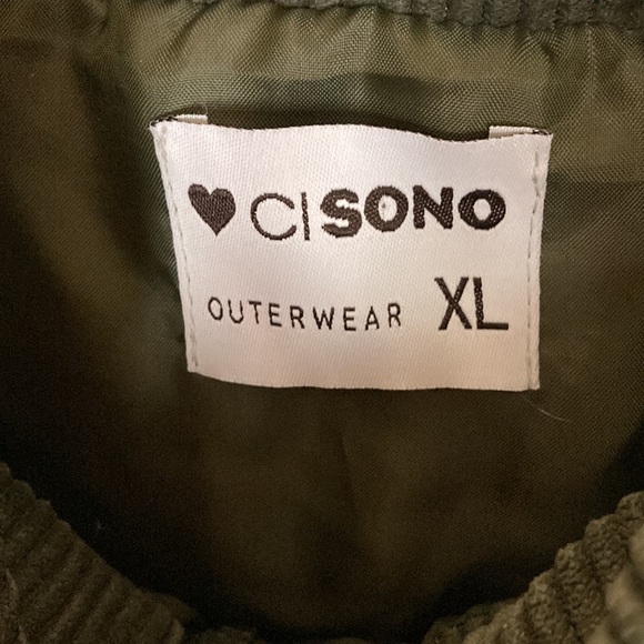 NWT CISONO Olive Green Corduroy Puffer Jacket, Size XL, extra large - Picture 7 of 10